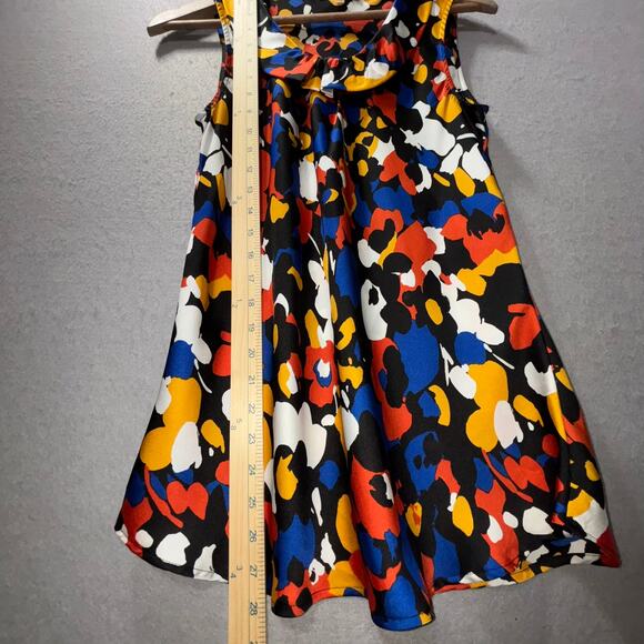 Nine West Sleeveless Artsy Abstract Painted Floral Medium Tunic Top Modern Boho - Picture 6 of 7